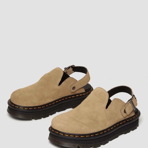 Doc Martens/Dr. Martens Zebzag Suede Slingback Platform Mules (Tan) Size 8 - Picture 2 of 2